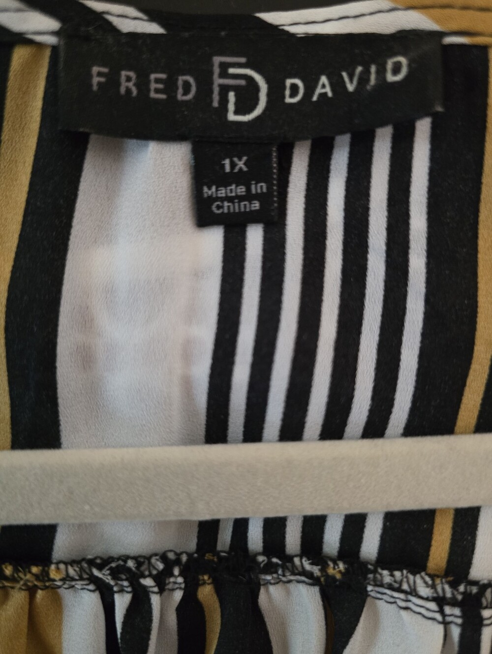 Fred David Striped Wrap-Front Women’s Top in Mustard, Black & White - Picture 4 of 4